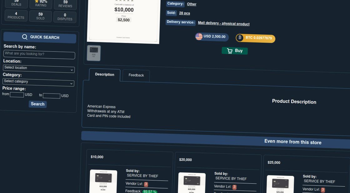 Online marketplace displaying cloned card product pricing